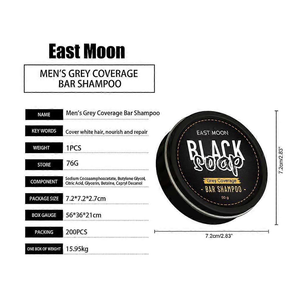 4PCS Men's Grey Coverage Bar Shampoo Hair Darkening Black Soap for Grey Hair Cover