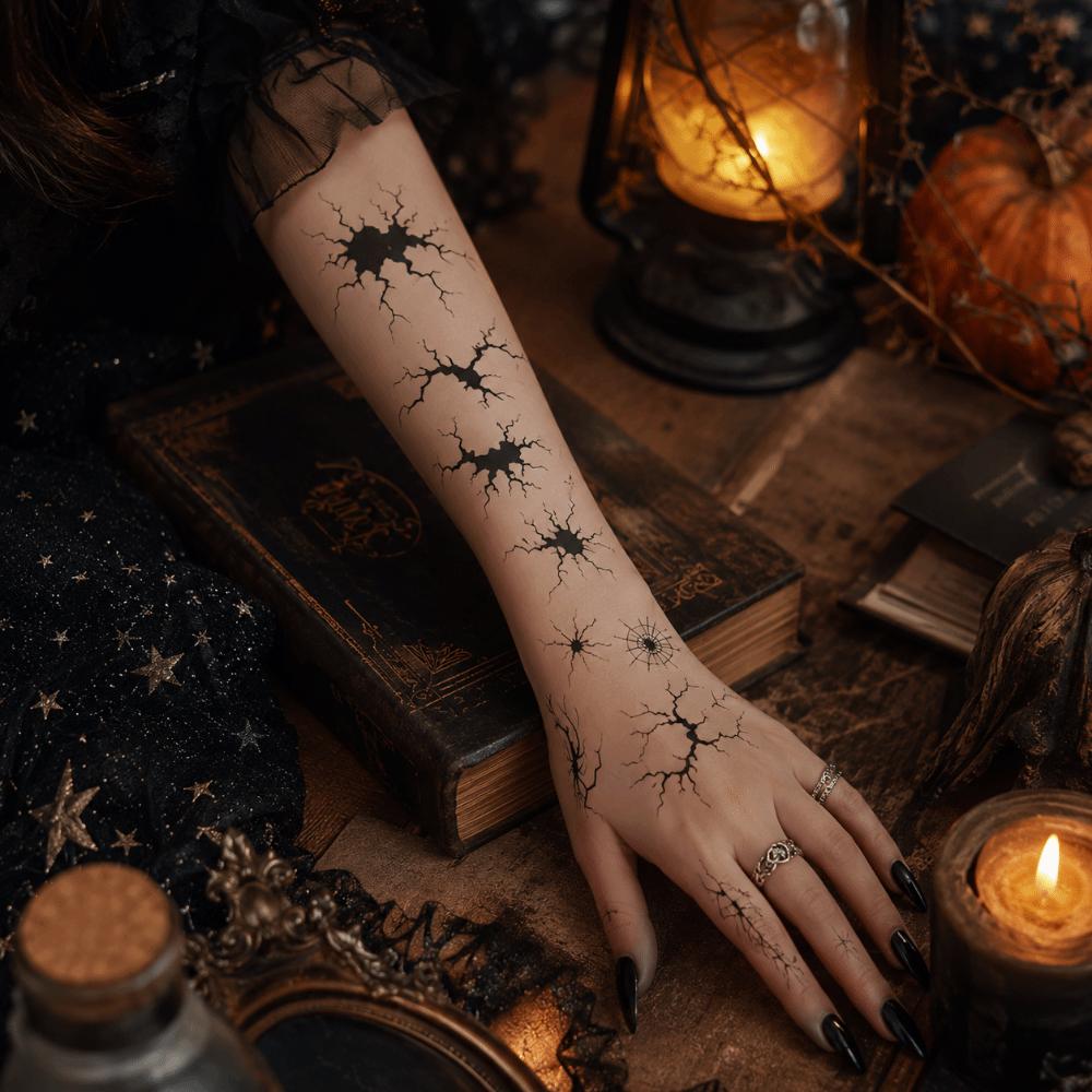 10pcs Body Makeup Halloween Tattoo Stickers Waterproof Spider Web Tattoos Makeup Performance