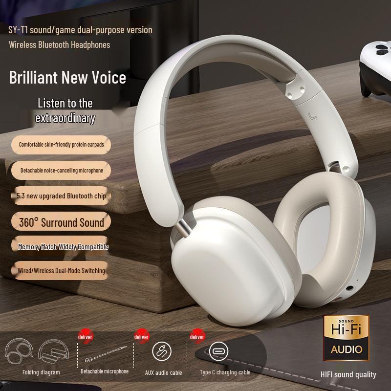 Беспроводные Bluetooth игровые наушники со съемным микрофоном
