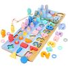 Wooden Toys Educational Children's Intelligence Development Hand-held Three-dimensional Puzzle Shape Matching Digital Fishing Logarithmic Board