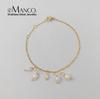eManco Luxury Elegant Natural Freshwater Pearl Pendant Stainless Steel Bracelet Gold Color Women's Daily Gift Giving Trendy