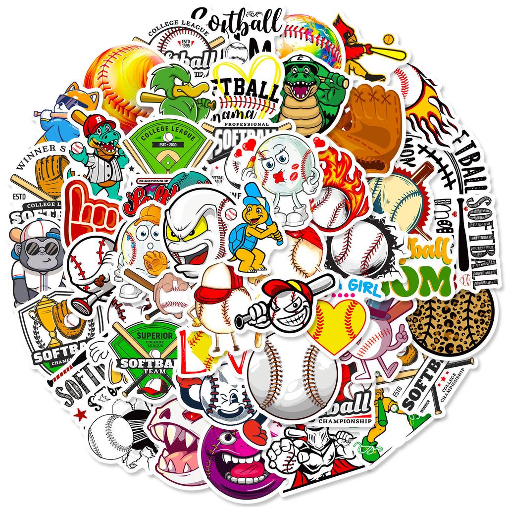 50 Sheets Of Baseball And Softball Nordic Style Independent Personality Diy Decorative Stickers Waterproof Gooka Stickers