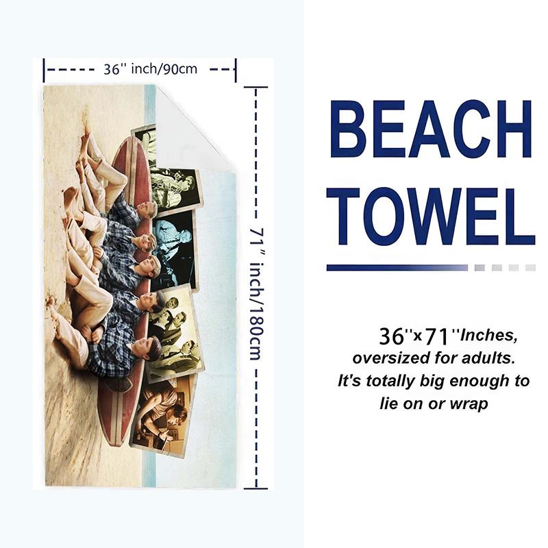 The Beach Boys Print Beach Towel, Large Soft Quick Dry Towel for Beach Camping Swimming