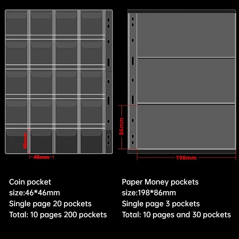 Книга-держатель для коллекции монет для коллекционеров 200 карманов и 30 обложки для хранения бумажных денег