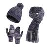 Women's And Men's Winter Fashion Warmth Cute Hat Scarf Gloves Casual Three Piece Set