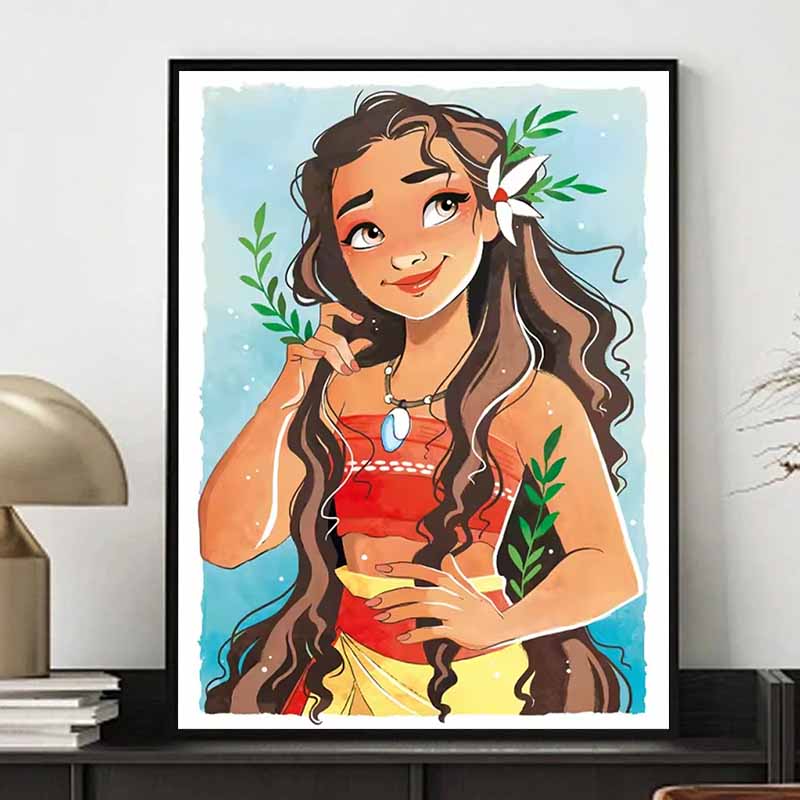 Disney Diamond Painting Moana Watercolor Style Healing Illustration Mosaic Art DIY Cross Stitch Embroidery Set Full Diamond Home Decor Gift