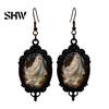 Halloween Earrings for Women Gothic Ghost Earrings, Vintage Style Matte Black Alloy Dangle Hypoallergenic Ear Hooks Decorative Jewelry Daily And Party