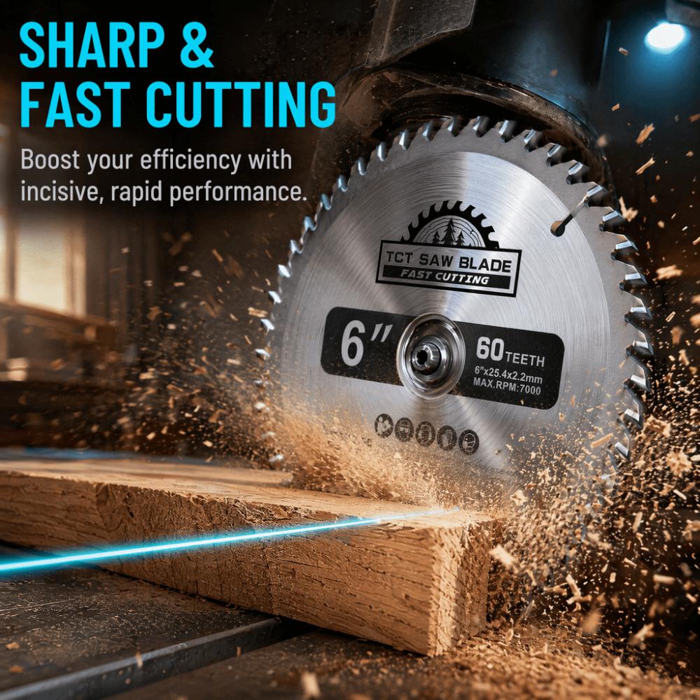 6 Inch (148mm) Cutting Disc 60 Teeth / 60-Tooth Carbide Saw Blade Plastic Cutting