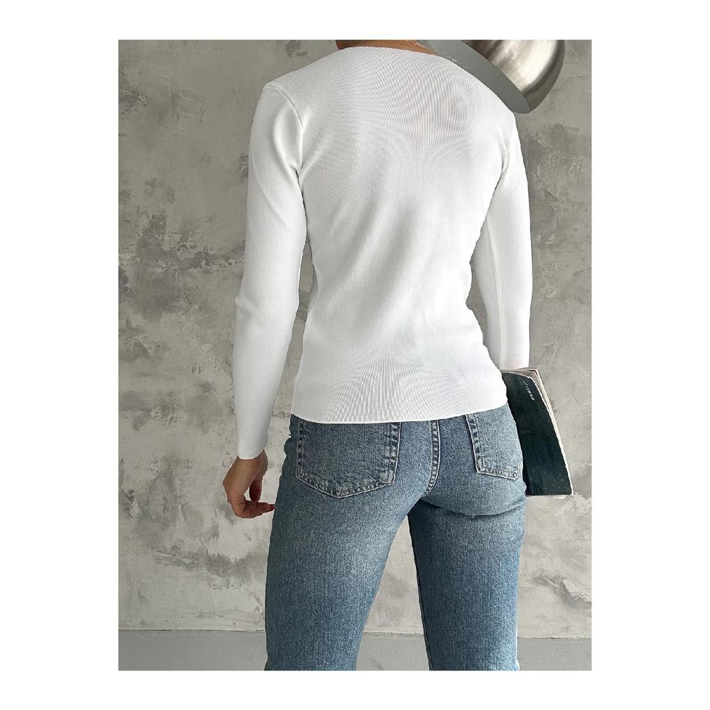 Женский трикотаж с квадратным воротником, сезонный свитер