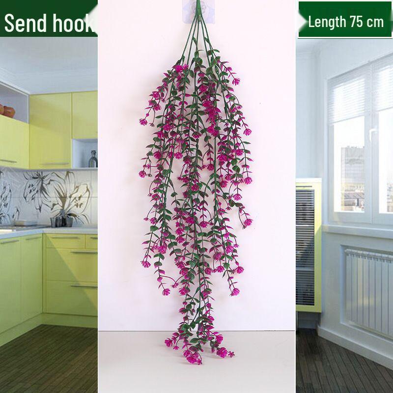 Artificial Rose Vine Wall Hanging Basket for Indoor Decoration