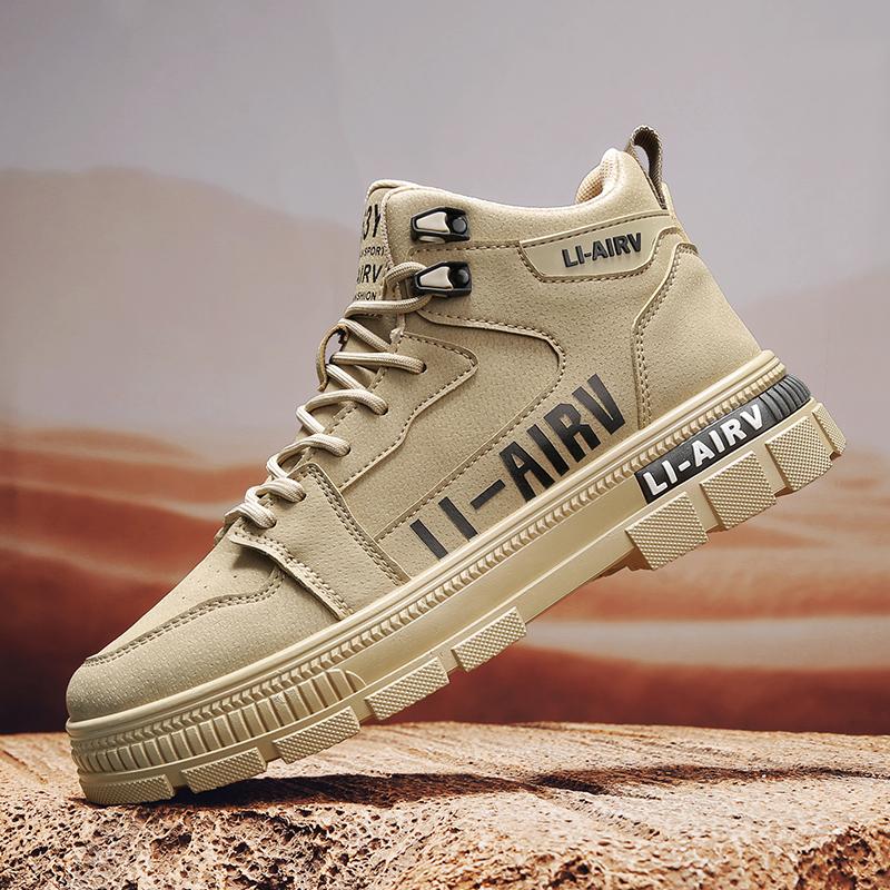 2024 Мужские Осенние Новые Модные Повседневные Износостойкие Ботинки Высокие Туфли Инструменты Ботинки Tide Британские Холщовые Ботинки