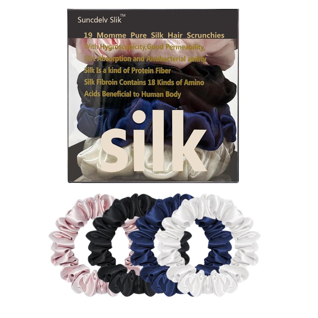 Резинки для волос из 100% чистого шелкового шелка, шелковые резинки для волос, резинки для волос, узкие резинки для волос, держатели для хвостиков, аксессуары для ухода за волосами