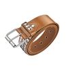 Studded Belt Punk, Pyramid Studded Belt, Square Buckle & Bonded Leather, Metal Punk Rivet Belt for Men and Women (White)
