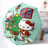 1pc Hello Kitty Christmas Tree Decoration with Automatic Opening/Closing Umbrella, Portable Three-Fold Design, 8-Bone Iron Frame Outdoor Umbrella, Fes