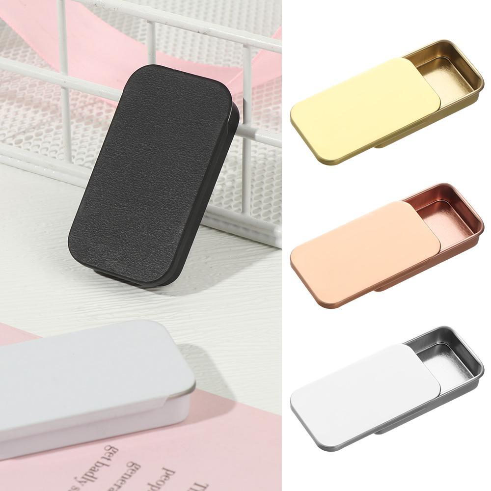 Eyebrow Soap Box Tinplate Push Box Containers Rectangular Empty Tins Home Organizer Small Storage