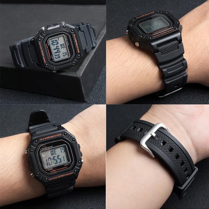 Силиконовый Ремешок Для casio AQS810W SGW300H MRW200H AEQ110W AE1000W WS200H W800H W216H W-215 Резиновый Спортивный Браслет 18мм