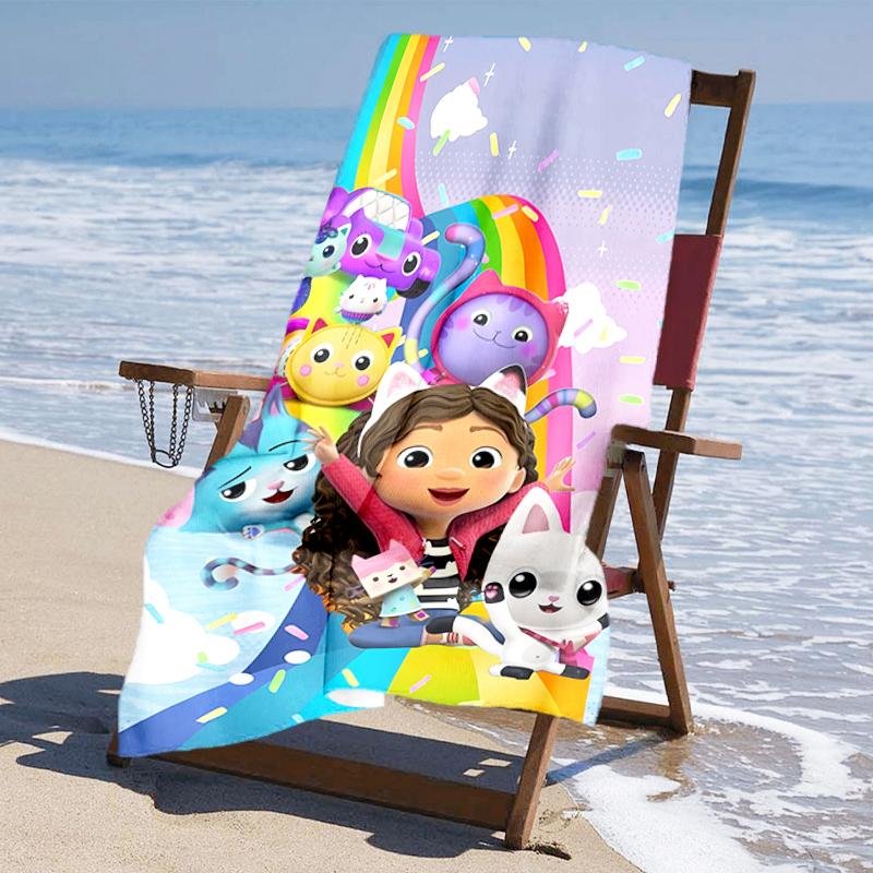 Ultra-Soft Beach Towel with Gabby's Dollhouse Theme,Ideal for Pool - Camping, Diving - Perfect Travel Essential, Vibrant Beach Towel.