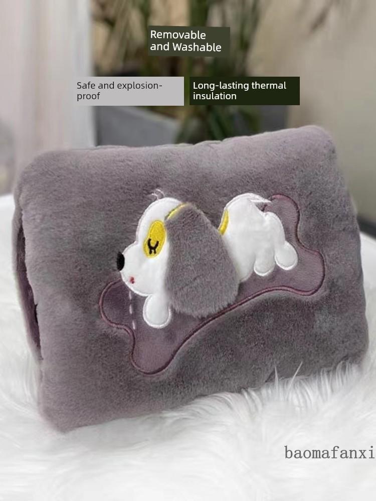 Hot Water Bottle, Rechargeable, Explosion-Proof, Plush, Water-Filled, Electric Heating Bag for Warming Bed, Abdomen, and for Girls to Apply on the