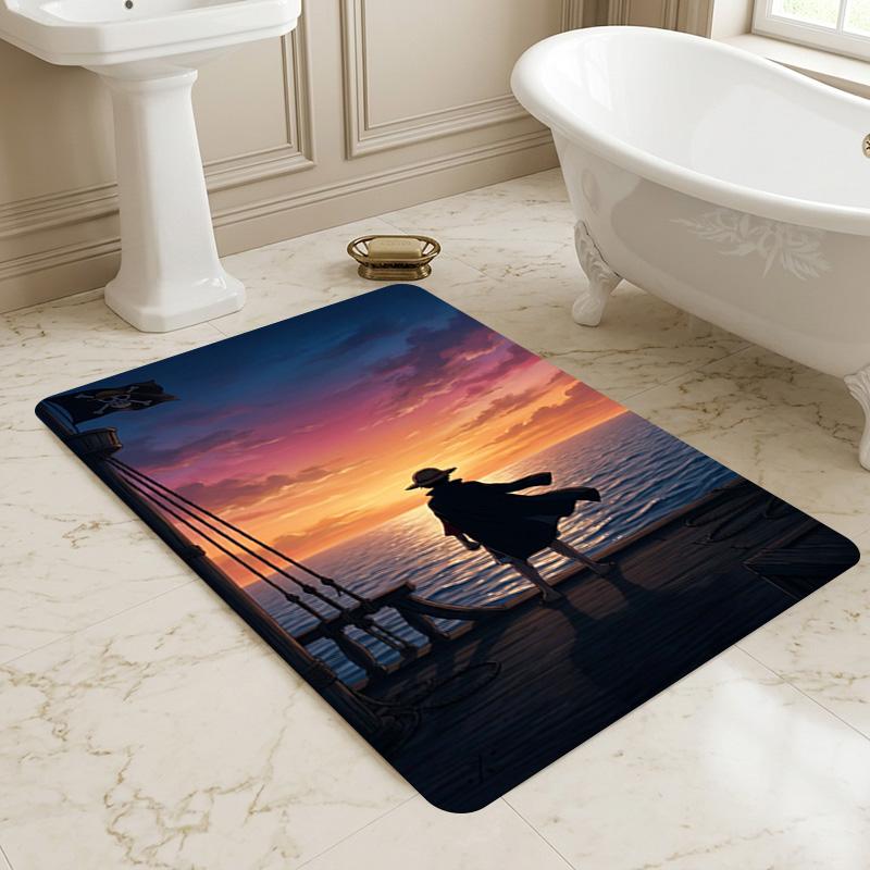Pirate Sunset Area Rug Carpet For Bedroom Game Playroom Living Room Nonslip Sofa Office Home Decor Doormat Christmas Gift C3103