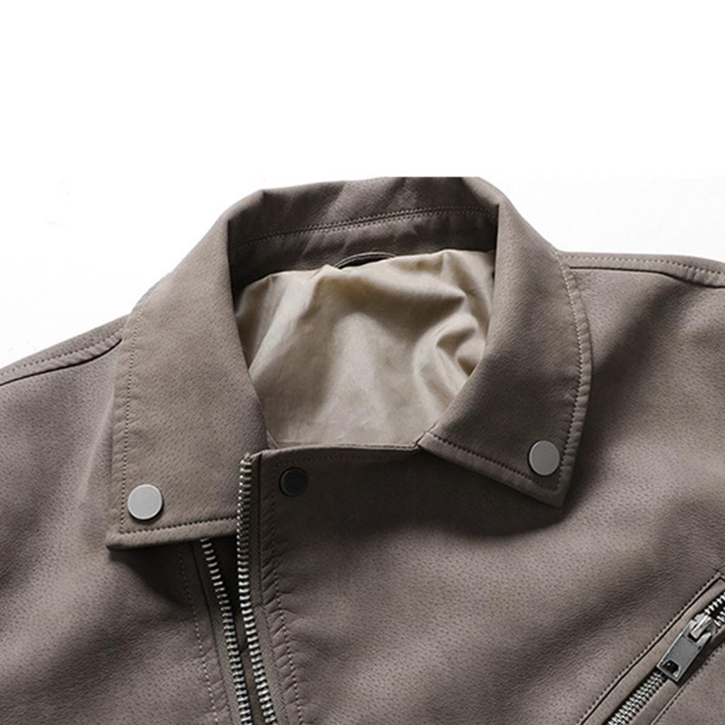 Мужская модная мотоциклетная кожаная куртка на нескольких молниях Кожаная куртка с большим лацканом Пиджак