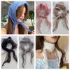 Solid Color Hair Silk Scarf Pearl Triangle Bandana Fashion Triangle Hair Band  Girls