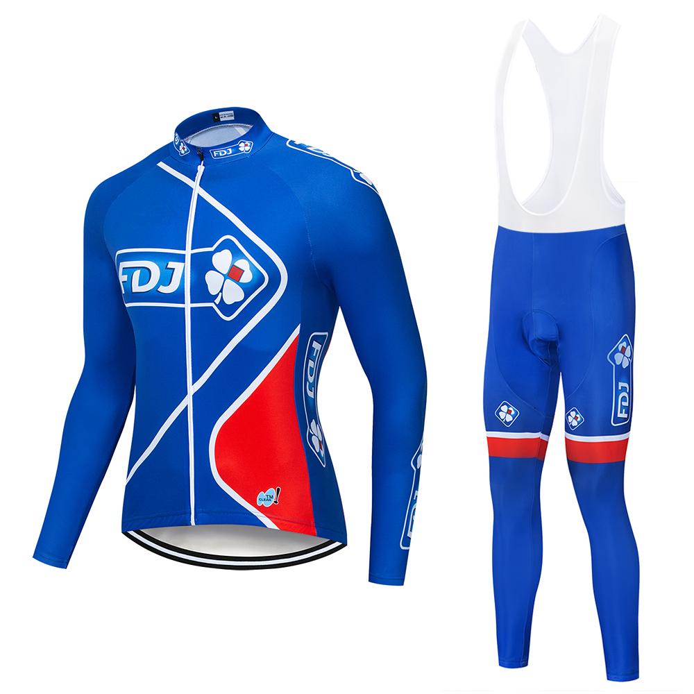 Fdj Осенняя коллекция 2026 Pro Team Велосипедная майка19D Комплект с лямками MTB Форма Велосипедная одежда Быстросохнущая Велосипедная одежда Мужская Длинная велоодежда