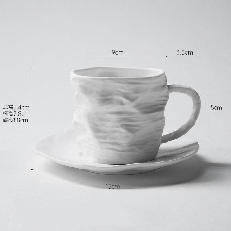 Folded Texture Ceramic Mug Creative Black and White Coffee Mug Milk Mug Office Water Cup Tea Cup Household Couple's Cups