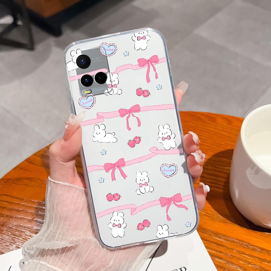Чехол для телефона Vivo Y21 Y21S Y21T Y21A Y21E Y21G С рисунком цветов Мягкий прозрачный ТПУ Силиконовый Funda Для Vivo Y 21 Легкий бампер