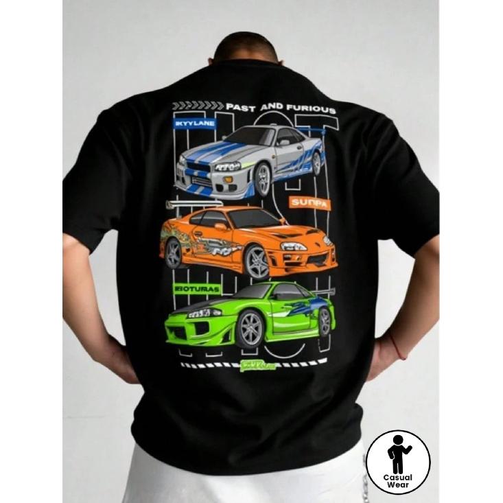 A Black T-Shirt Showcasing a Fast & Furious Car Graphic - a Relaxed Printed Tee - Soft And Comfortable Crew Neck with Short Sleeves, Ideal for All