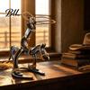 Study Room Decorative Accents Handcrafted Cowboy Iron Pony Ornament, Rustic Western Rodeo Horse Sculpture, Metal Unique Themed Gifts Desk Decor,