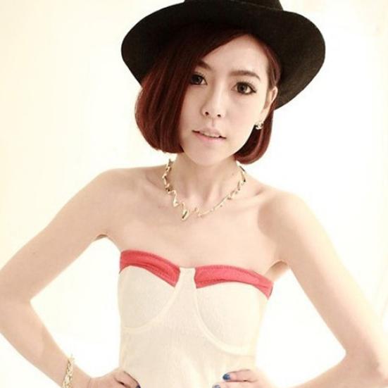 Women's Korean Wave Chain Style Choker Statement Bib Necklace Jewelry