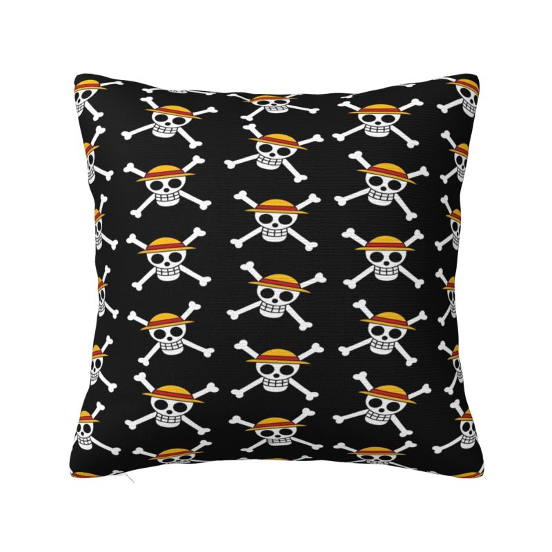 Подушка декоративная с принтом One Piece Луффи, чехол для подушки, пиратский череп, манга, чехлы для подушек на диван, квадратные наволочки