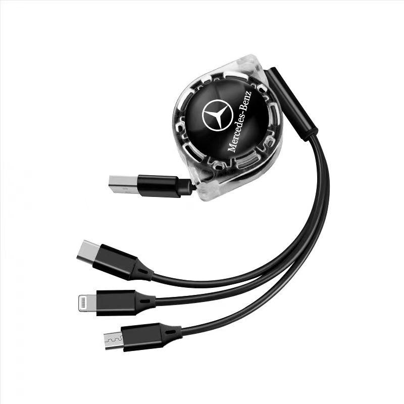 3 In 1 Micro USB Type C Charging Cable Multi Charger For Mercedes Benz B/C/E/S Class GLC GLK CLA GLA Interior Mouldings SSSJX-BZ b1