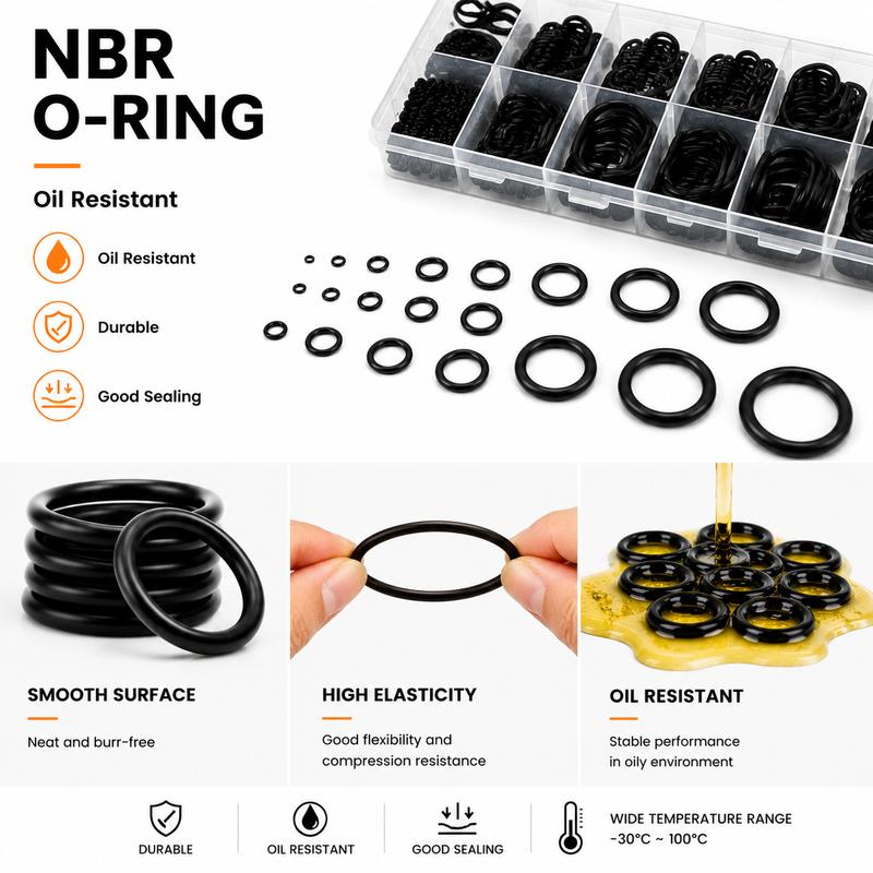 1200 Pieces of CS 1.5/2.4/3.1 Mm Outer Diameter 6-28 Mm O-ring Kit, Multi Specification Oil Resistant Sealing Gasket Repair Kit