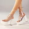 Fashion 2024 Sandals Women Woman Shoes High Heels Sexy Boots Womens Platform Heels Lacing Candy Colors Clear Shoes Zapatos De Mujer