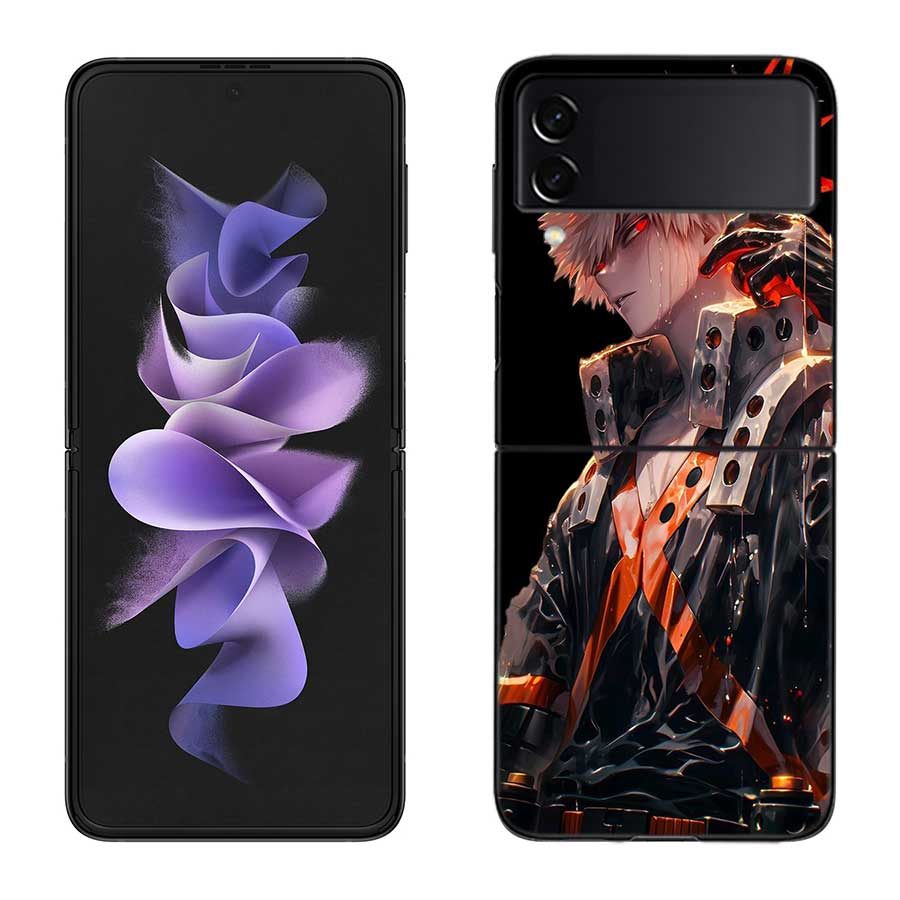 Чехол для телефона My Hero Bakugou Katsuki для Samsung Z Flip 7 6 5G Galaxy Z Flip 5 4 3 Черный Жесткий Чехол Роскошный ПК Корпус Coque