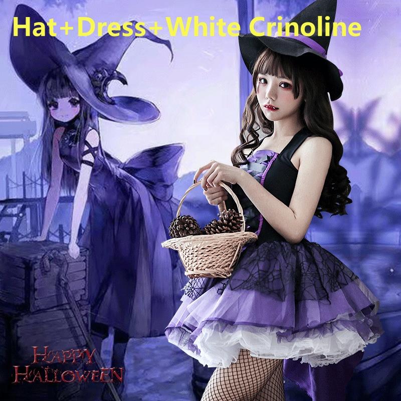 Halloween Costume For Women Witch Cosplay Anime Vampire Makeup Ball Hats Skirts Stockings Adult Witch Costume Adult Cosplay