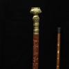 Hand-Carved Wooden Walking Stick Copper Handle, Floral Design