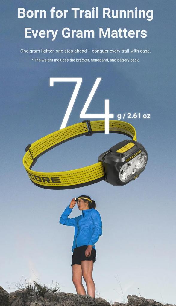 Nitecore UT27 MCT Headlamp, Max 800 Lumens, 3 Color Temperatures, USB-C Rechargeable, AAA Batteries Compatible, Trail Running, Night Running (Black)