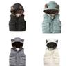 Детский зимний теплый жилет с капюшоном, детский жилет на молнии, пальто с карманом, дизайн медвежьих ушей