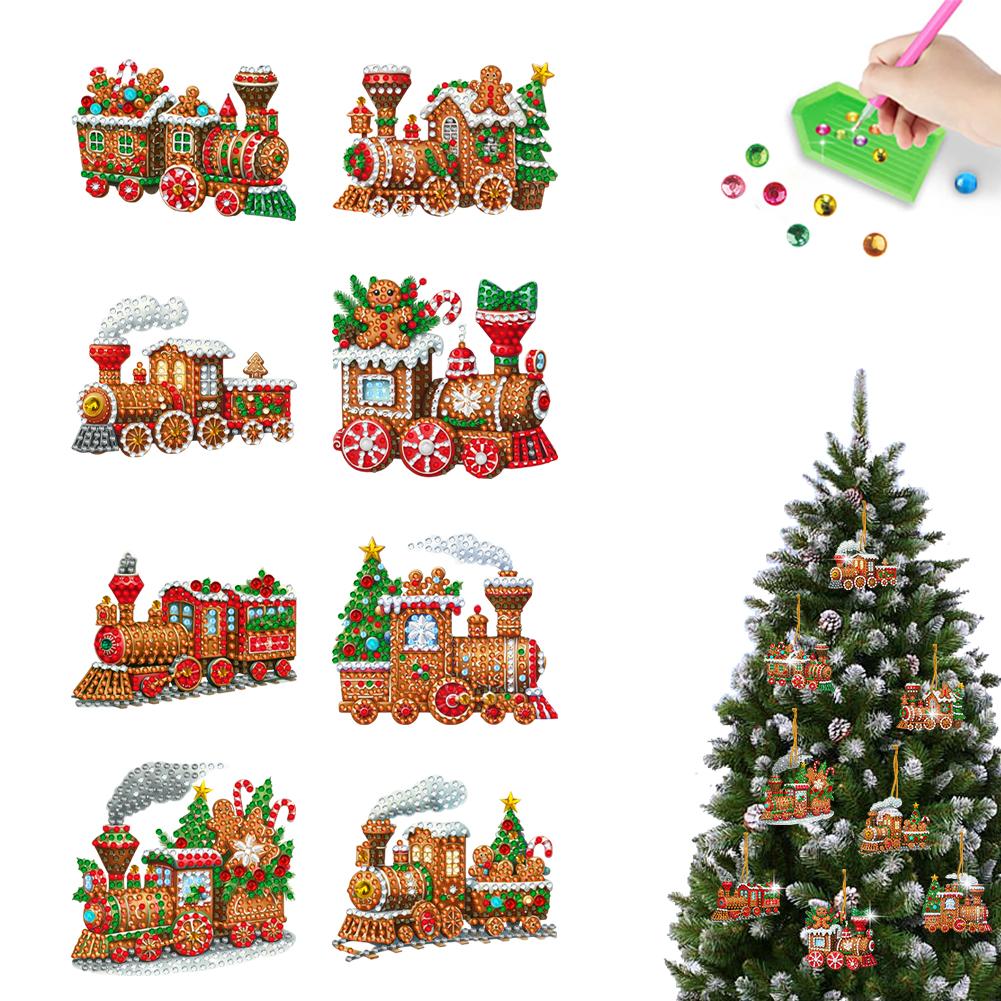 8Pcs Acrylic Special Shaped Christmas Cartoon Hanging Diamond Art Kits 5D DIY Diamond Art Hanging Decorations Bedroom Decoration