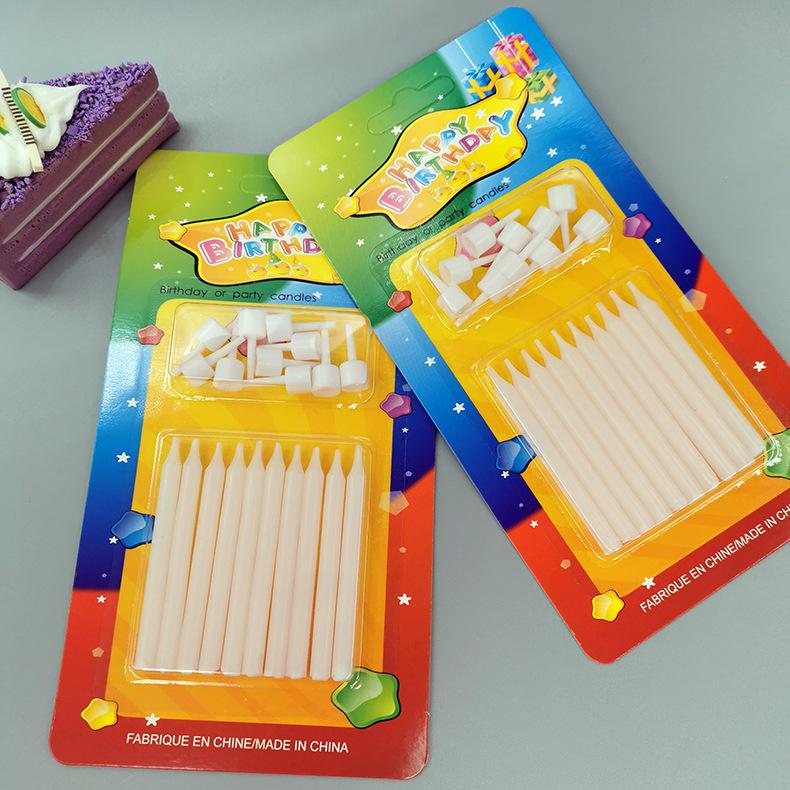 Красочные Тонкие Палочки для Выпечки, Декоративные Свечи для Торта на День Рождения, Креативные Глянцевые Свечи Пастельных Цветов с Подставкой