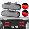 2Pcs Trailer Truck RV 24 LED Oval Brake Tail Light Rear Stop DRL Marker Red Lamp