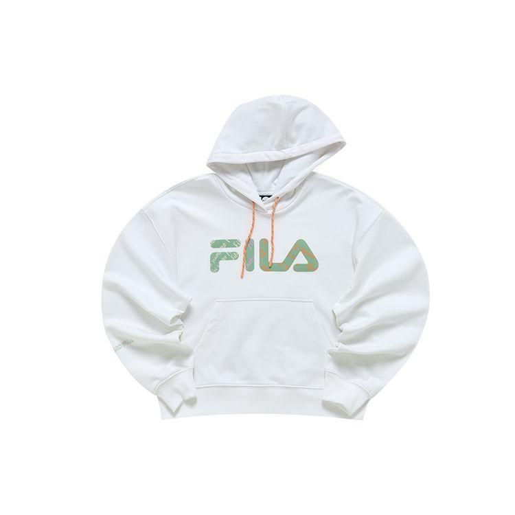 Fila Fusion Худи укороченное свободного кроя с принтом логотипа Ретро американская толстовка Женские худи Белый T11W213203F-WT