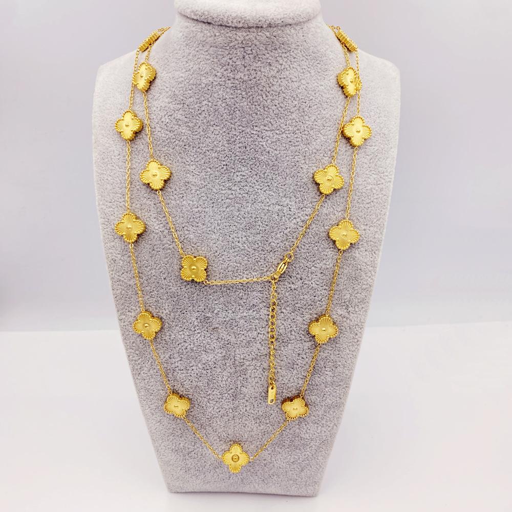 90 см титановое стальное ожерелье-клевер, модное, темпераментное, натуральное, премиум-чувство, цепочка для свитера, роскошное женское ожерелье с цветком