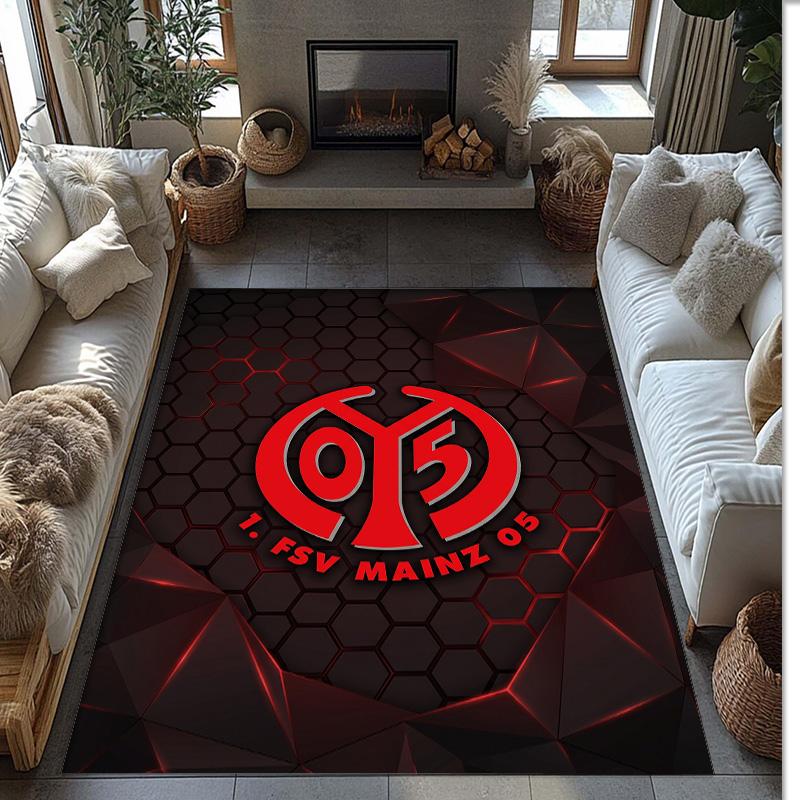 Mainz FC Soccer Football Pattern Soft Area Rug Non Slip Indoor Floor Carpet Sports Decor Mat for Bedroom