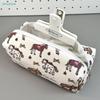 Cute Horse Print Pencil Case – Canvas Zipper Pouch For Stationery Cosmetics  Daily Essentials
