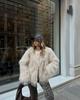 European and American Style Women's Faux Fur Long Sleeve Coat