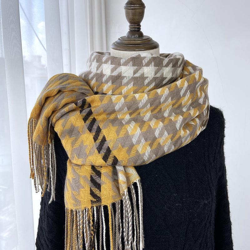 Matching Scarf Women's Autumn and Winter New Imitation Cashmere Fringed Shawl Korean Version Warm and Thickened Scarf