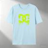 Unisex Pure Cotton T Shirt Fluorescent Green Melting Logo Print Short Sleeve Top Casual Streetwear Loose Male Summer Daily Wear Tee